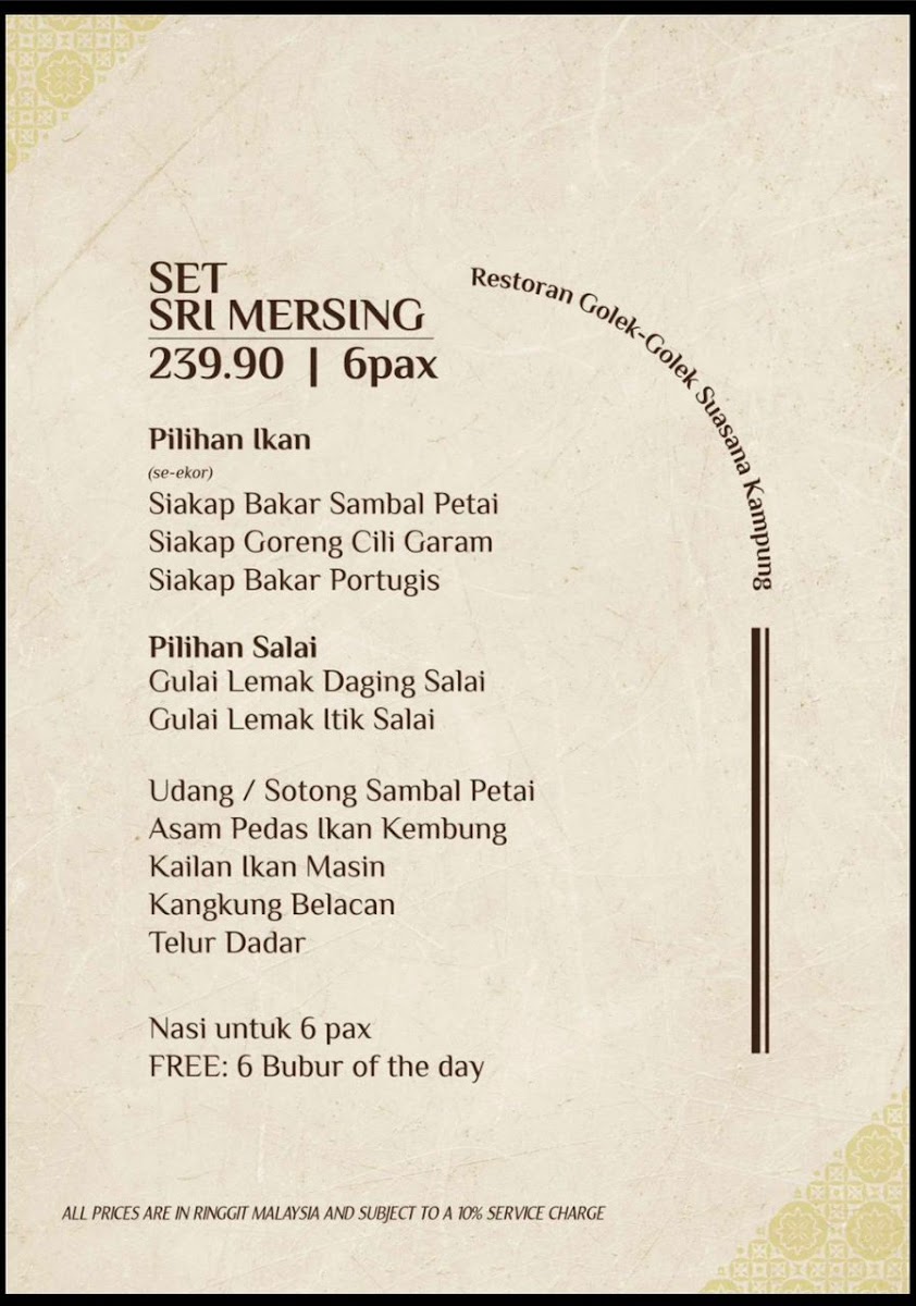 Menu Restoran Golek Golek Suasana Kampung-1