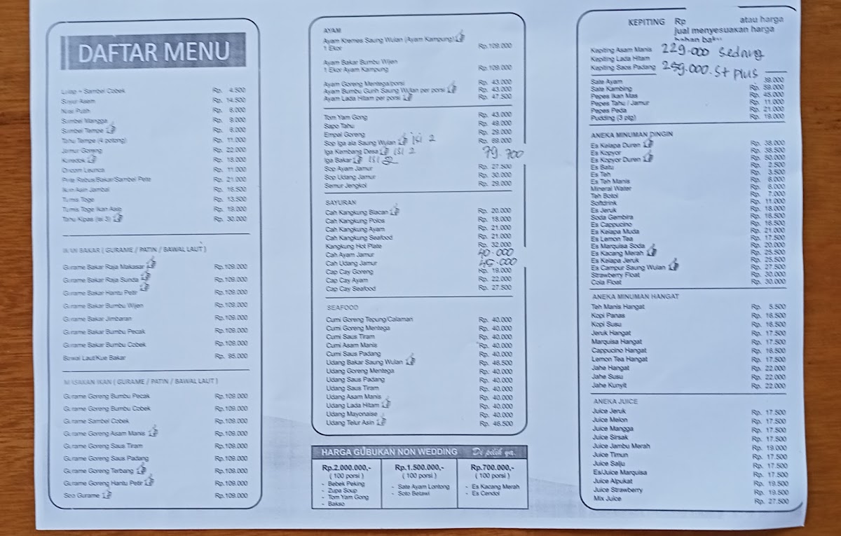 Menu Restoran Saung Wulan Tambun Bekasi-8