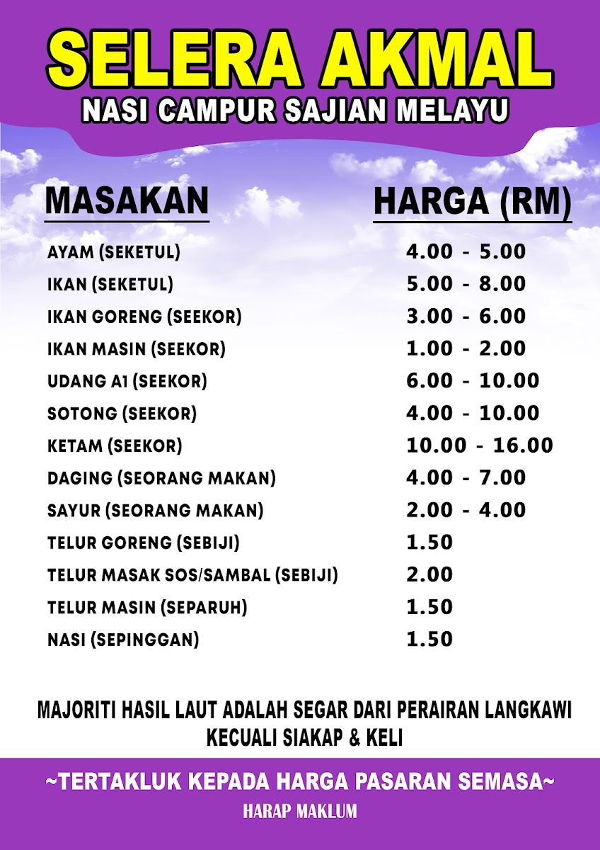 Menu Restoran Selera Akmal-1