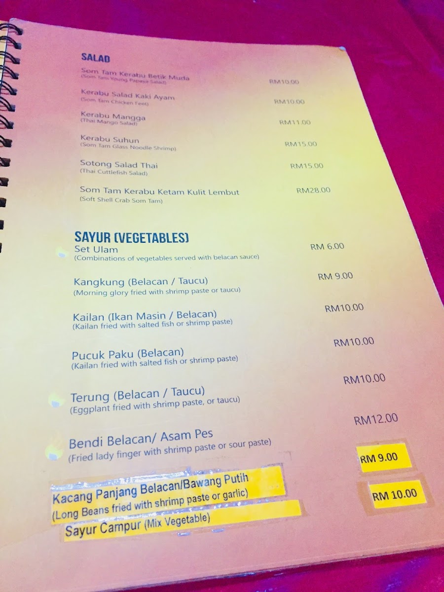 Menu Restoran Terra Pong Batu 18-10