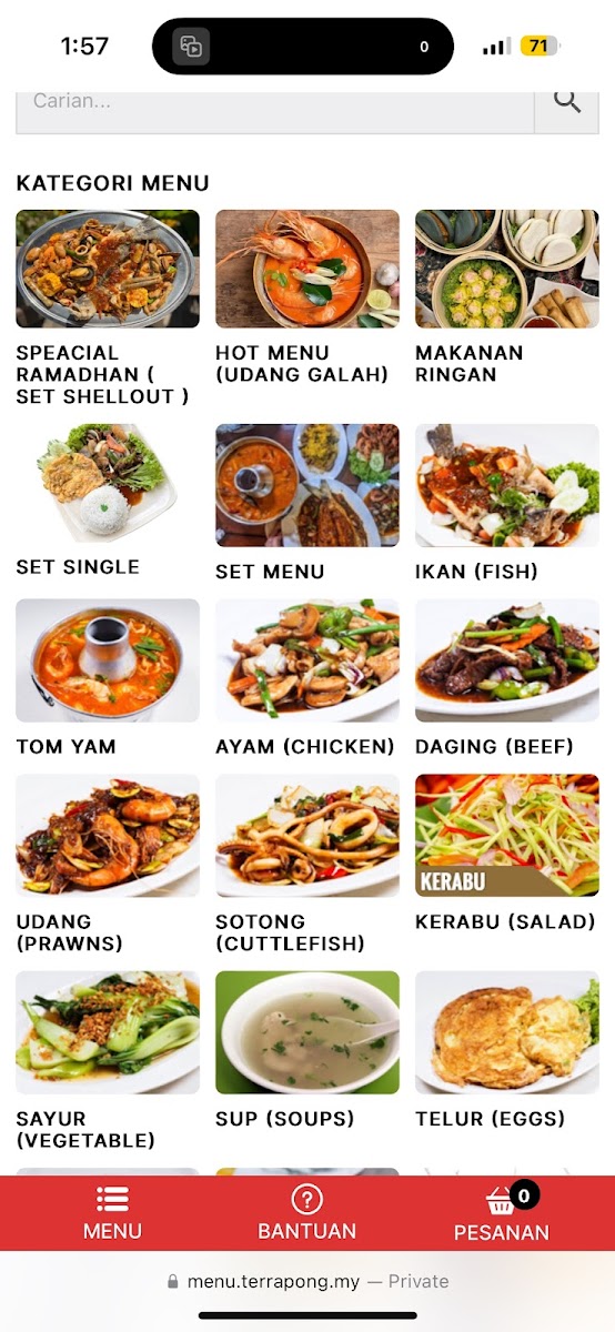 Menu Restoran Terra Pong Batu 18-3