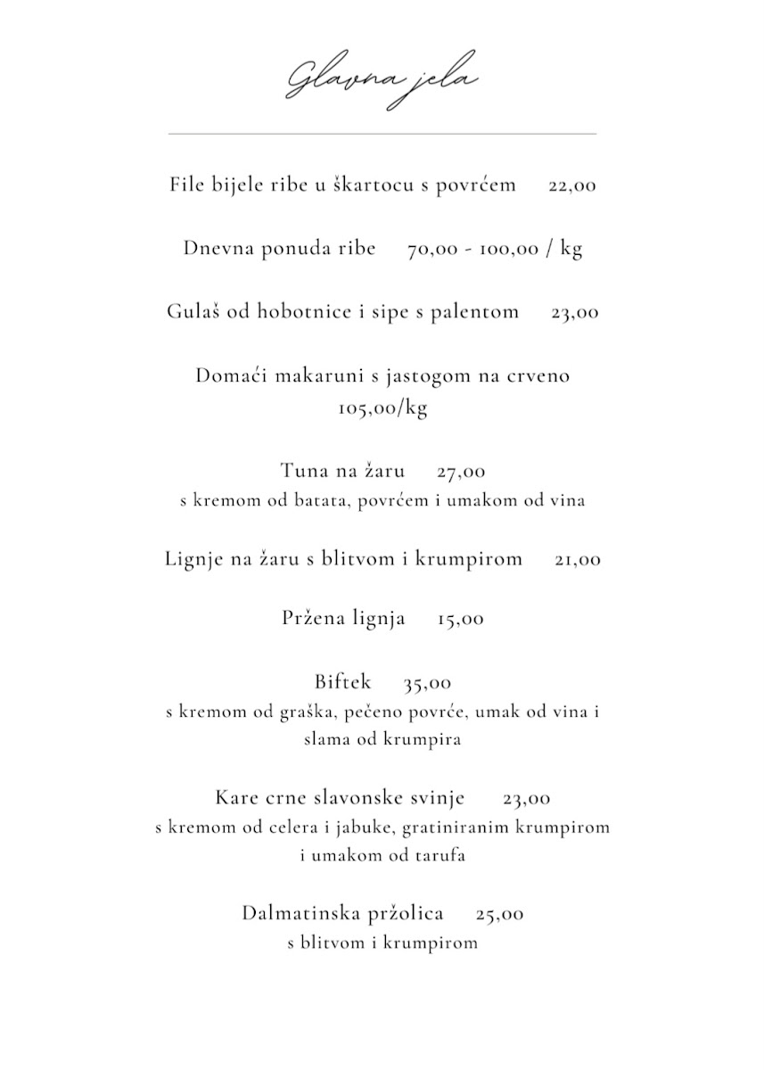Menu Restoran Zlinje - Blato 1902-2