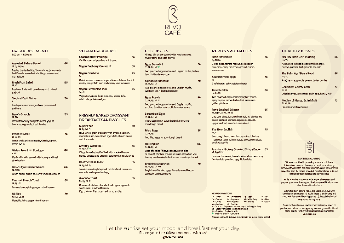 Menu Revo Cafè At Anantara The Palm Dubai Resort-3