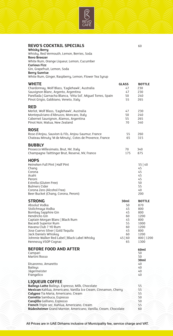 Menu Revo Cafè At Anantara The Palm Dubai Resort-6
