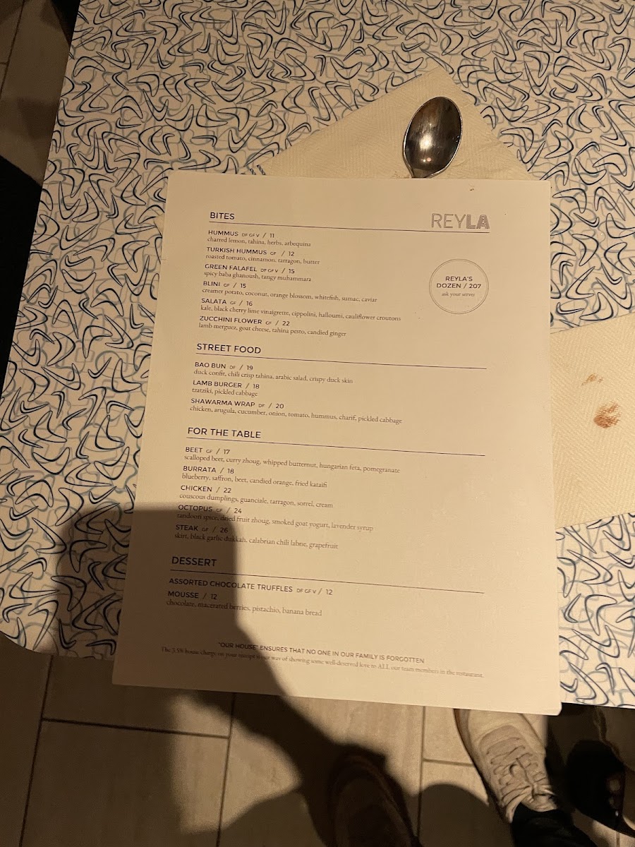 Menu Reyla-7