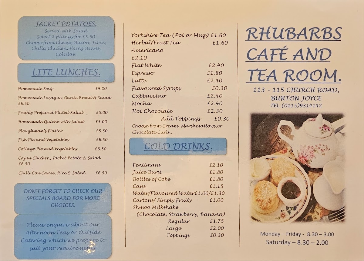 Menu Rhubarbs Café/tea Room-1
