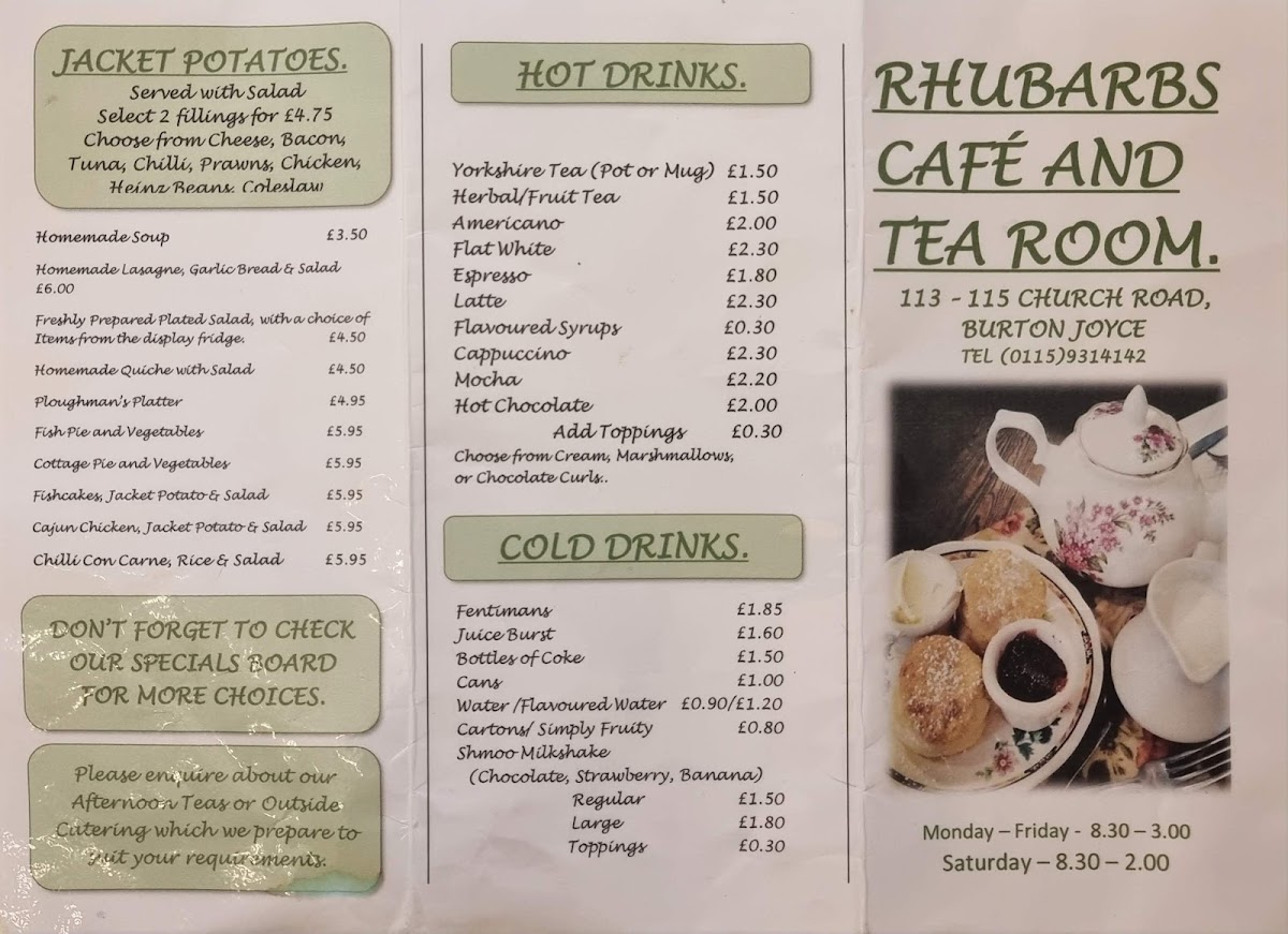Menu Rhubarbs Café/tea Room-4