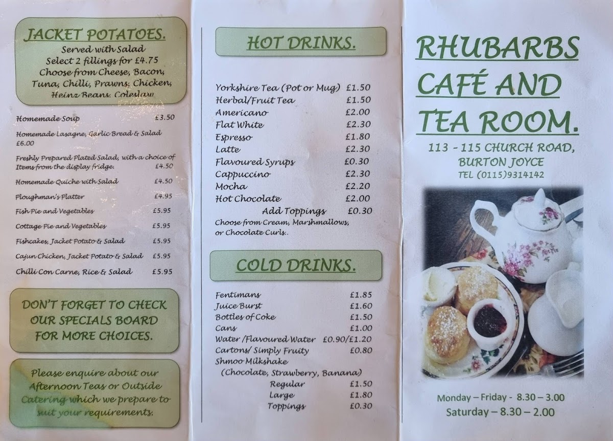 Menu Rhubarbs Café/tea Room-5
