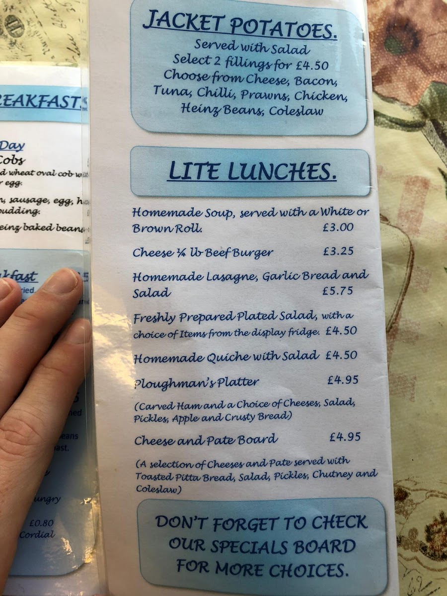 Menu Rhubarbs Café/tea Room-8