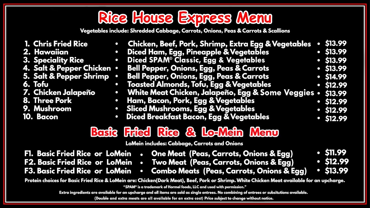 Menu Rice House Express-1