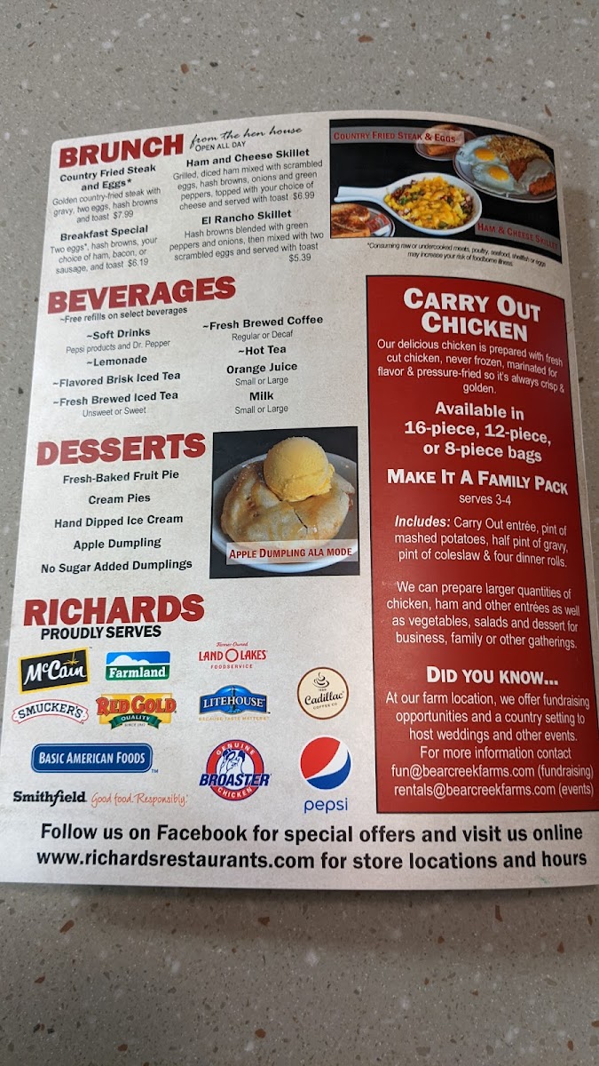 Menu Richards Restaurant - Decatur,in-1