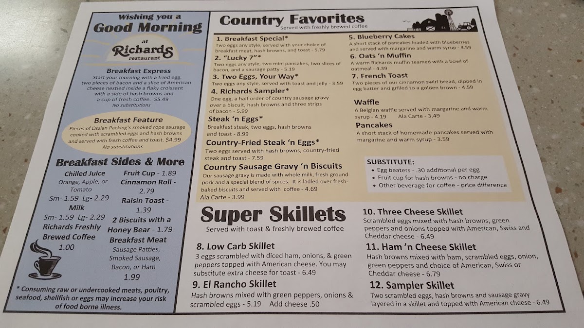 Menu Richards Restaurant - Decatur,in-8