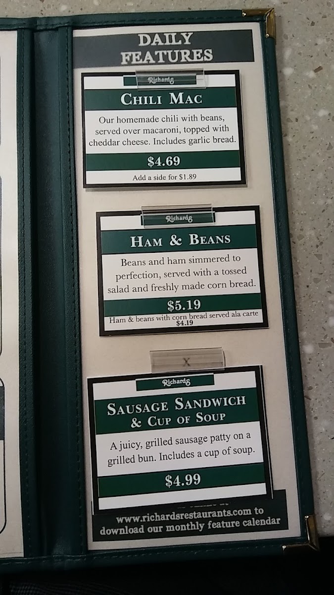 Menu Richards Restaurant - Decatur,in-9