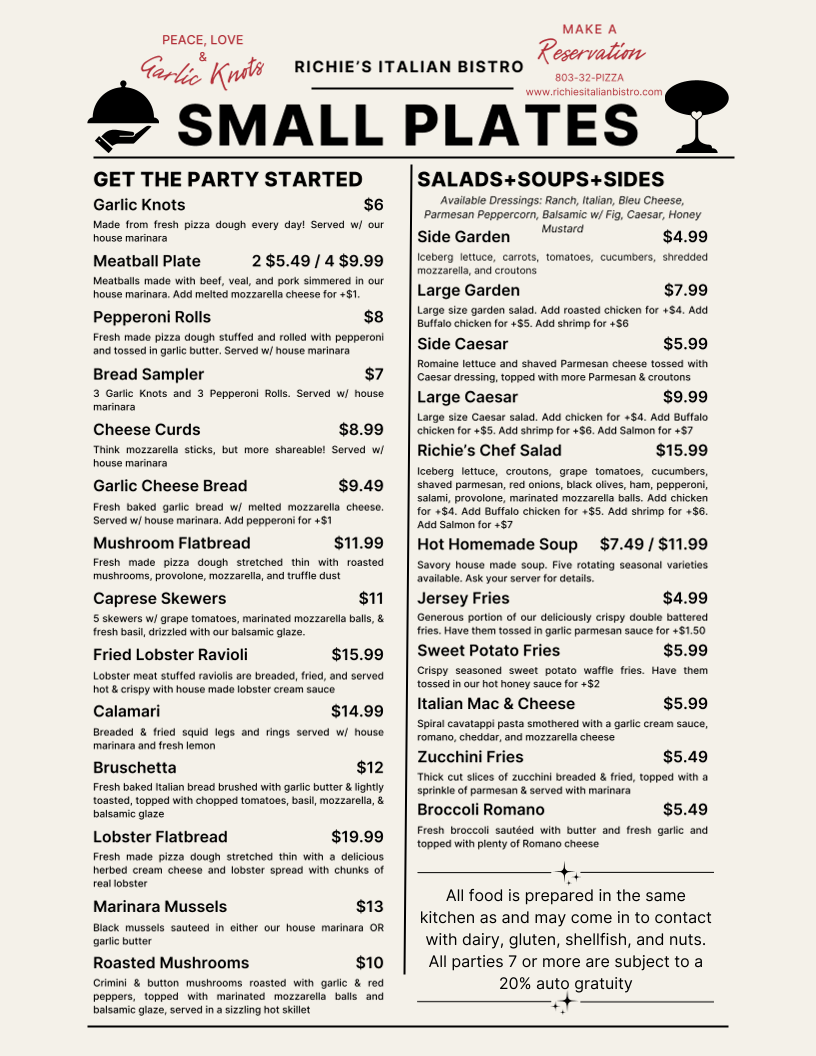 Menu Richie's Italian Bistro At Riverwalk-1