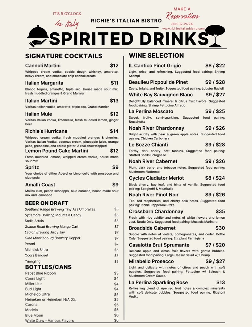 Menu Richie's Italian Bistro At Riverwalk-2