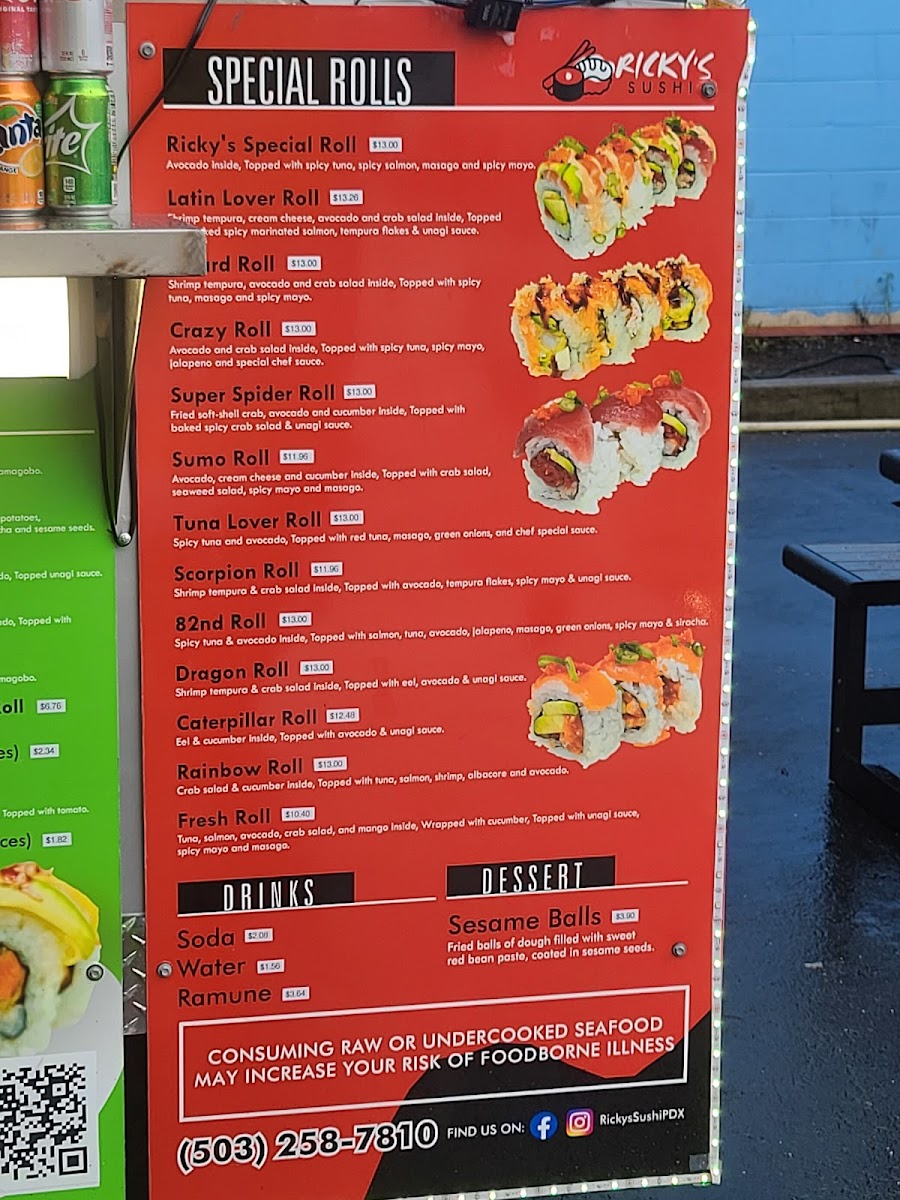 Menu Ricky's Sushi - Portland Oregon #1-2