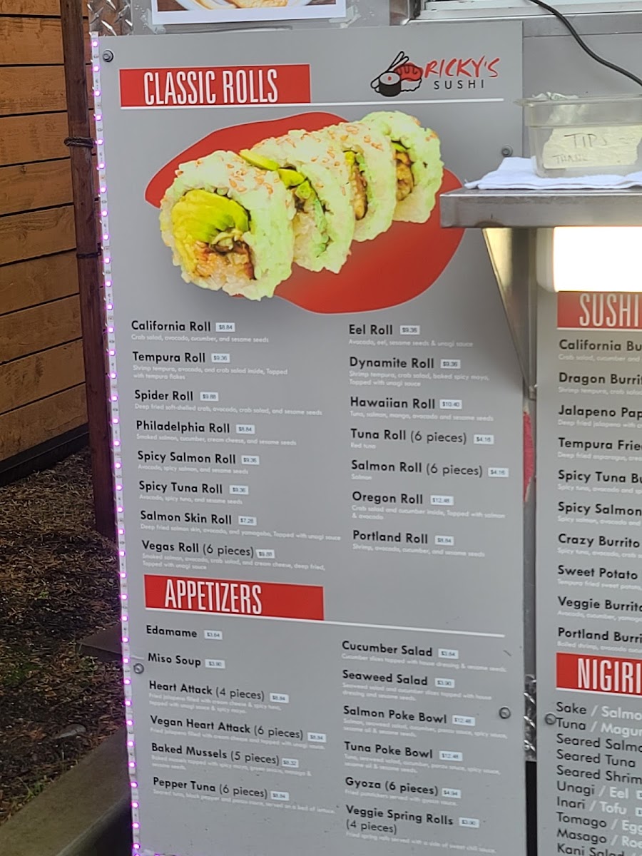 Menu Ricky's Sushi - Portland Oregon #1-4