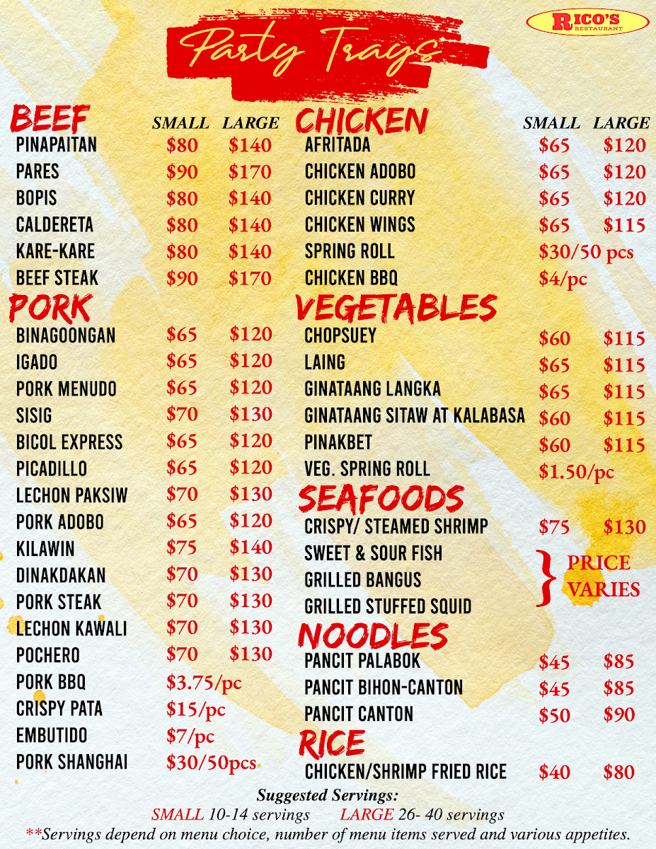 Menu Rico's Restaurant-1