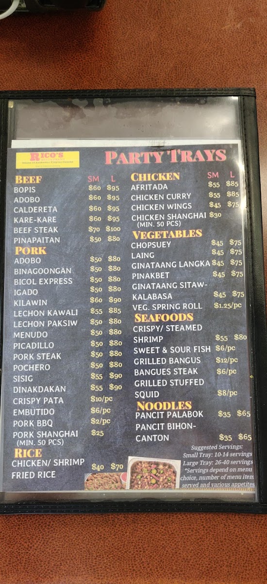 Menu Rico's Restaurant-2