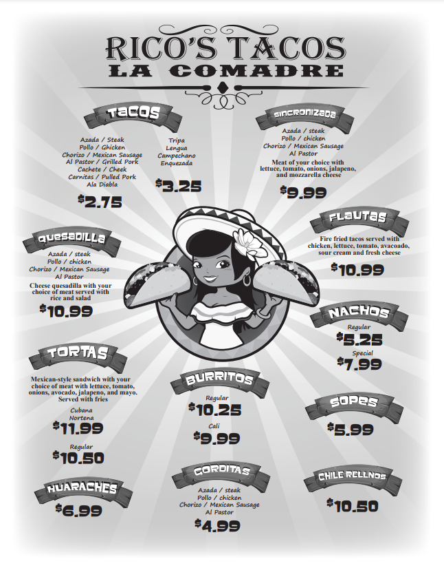 Menu Rico's Tacos La Comadre-2