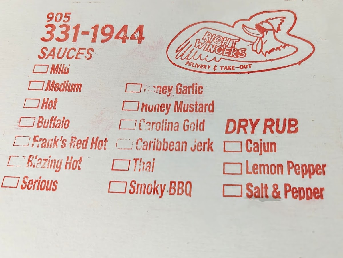 Menu Right Wingers , Best Wings In Burlington.-3