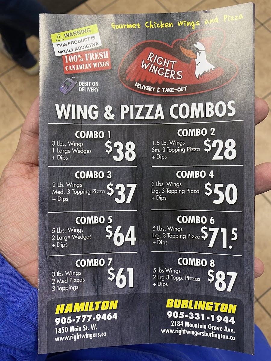 Menu Right Wingers , Best Wings In Burlington.-4