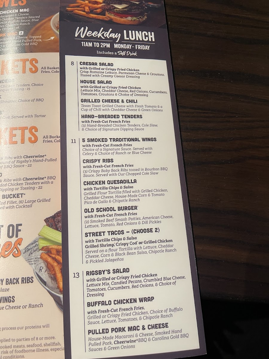 Menu Rigsby's Smoked Burgers, Wings & Grill-3