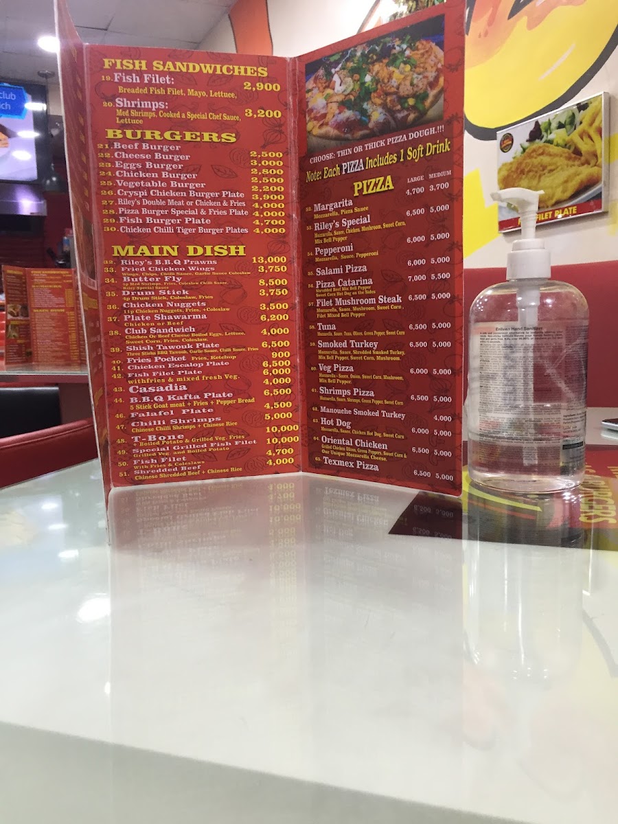 Menu Riley's Pizza's And Burgers-5
