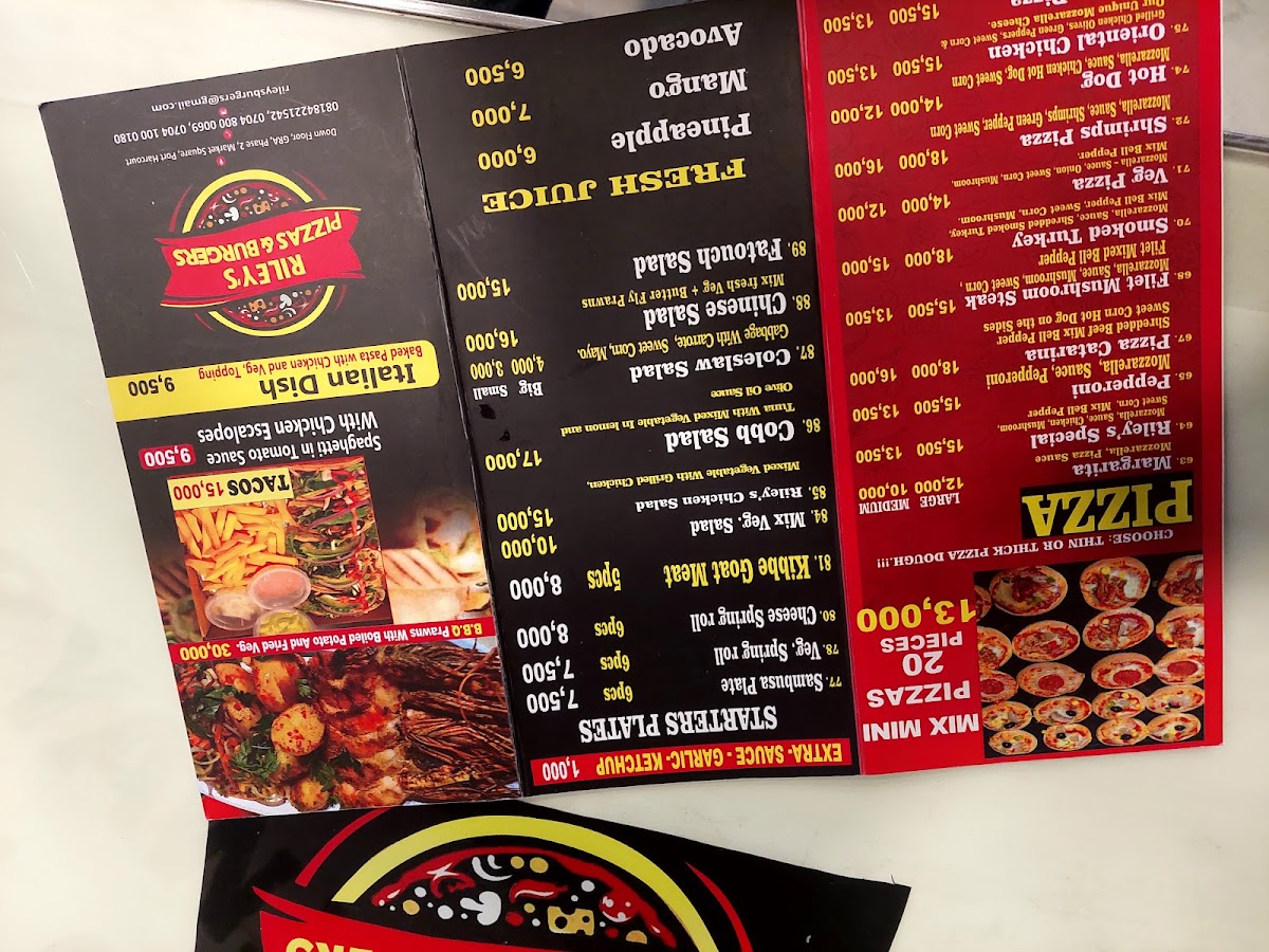 Menu Riley's Pizza's And Burgers-7