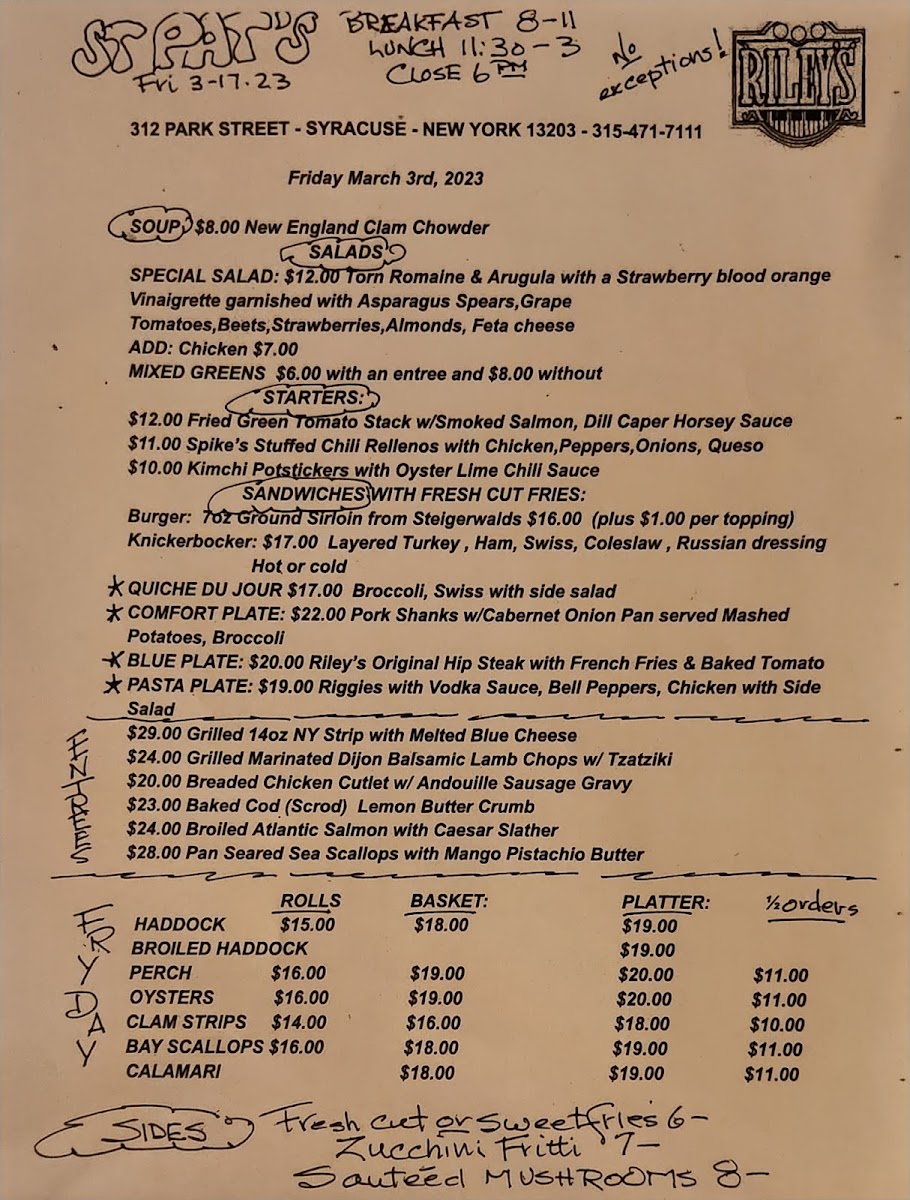 Menu Riley's-1
