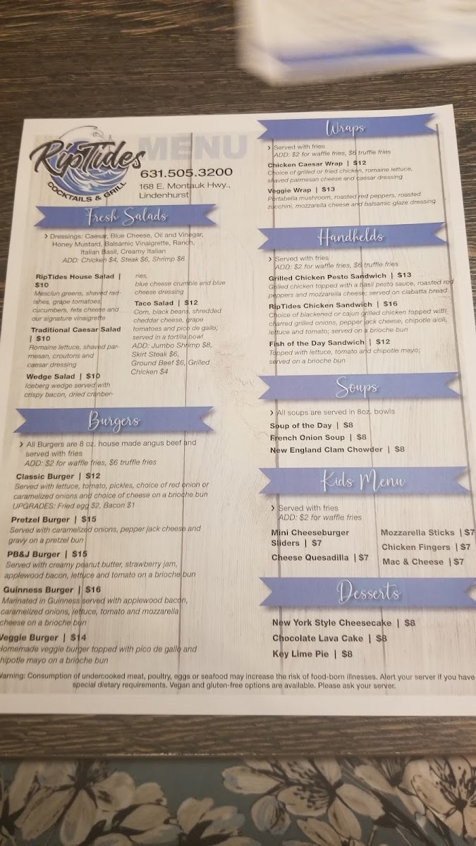 Menu Riptides Cocktails And Grill-7