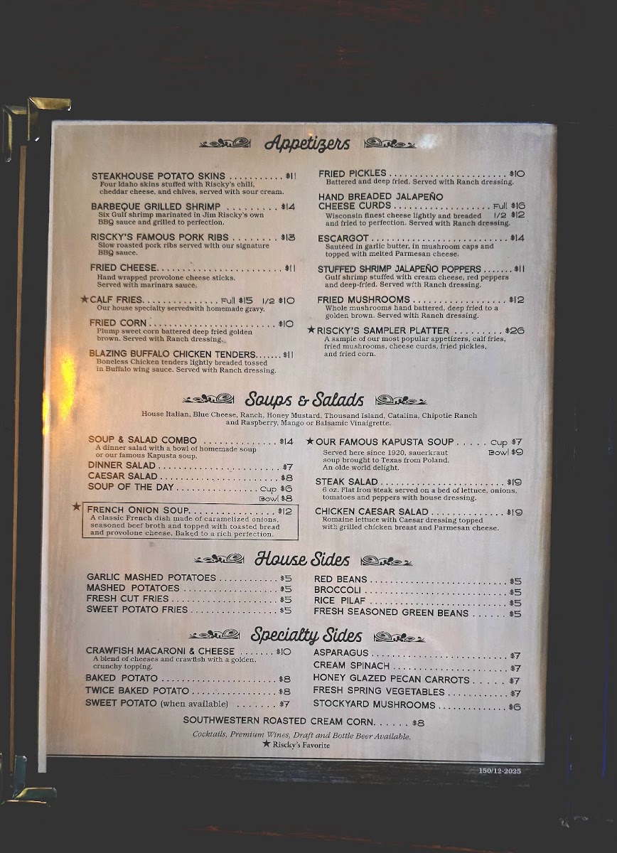 Menu Riscky's Steakhouse-1