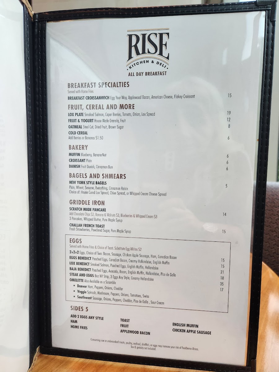 Menu Rise Kitchen & Deli (In Seminole Hard Rock Hollywood)-10