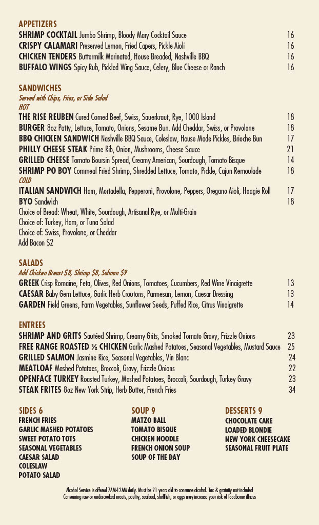 Menu Rise Kitchen & Deli (In Seminole Hard Rock Hollywood)-3