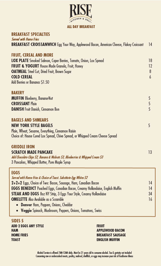 Menu Rise Kitchen & Deli (In Seminole Hard Rock Hollywood)-4
