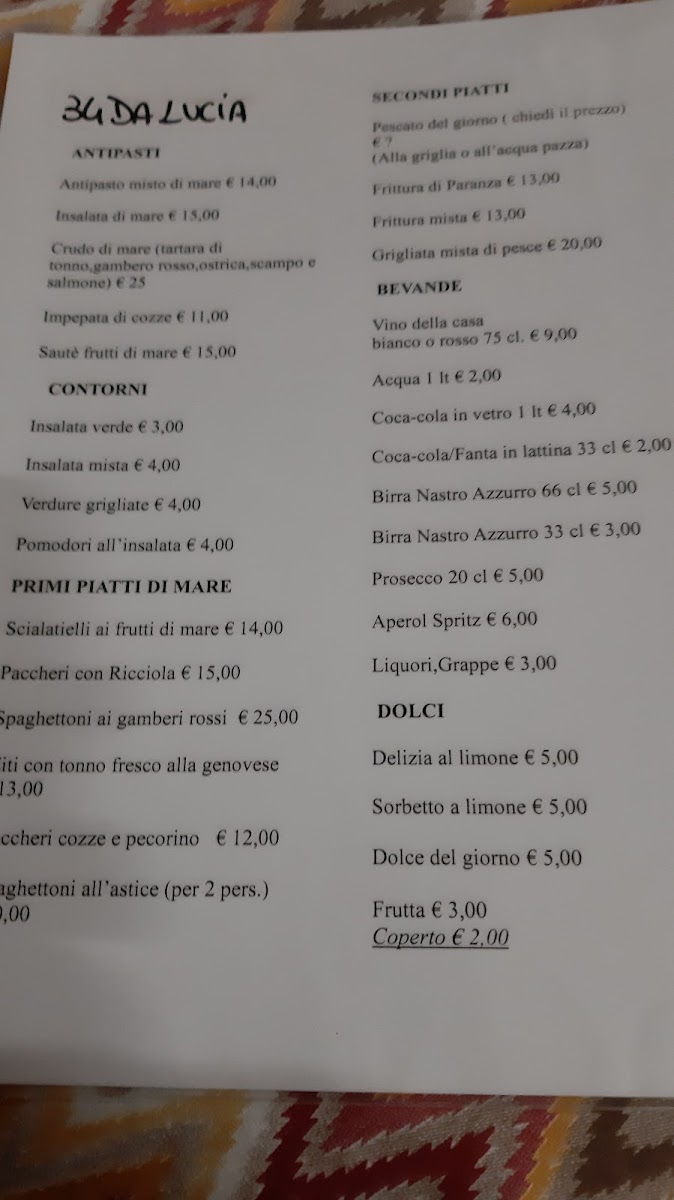 Menu Ristorante '34 Da Lucia'-7