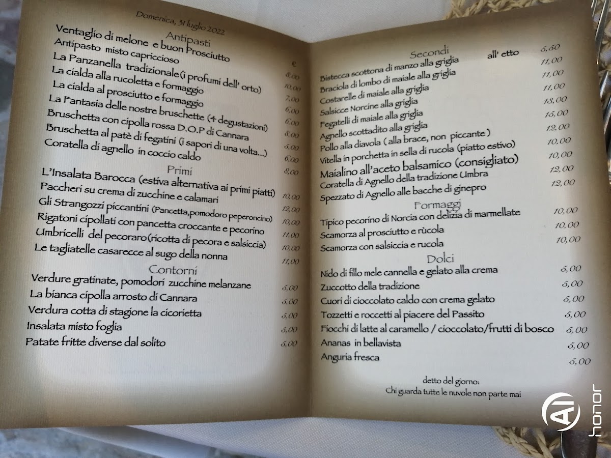 Menu Ristorante Albergo Le Mura-1