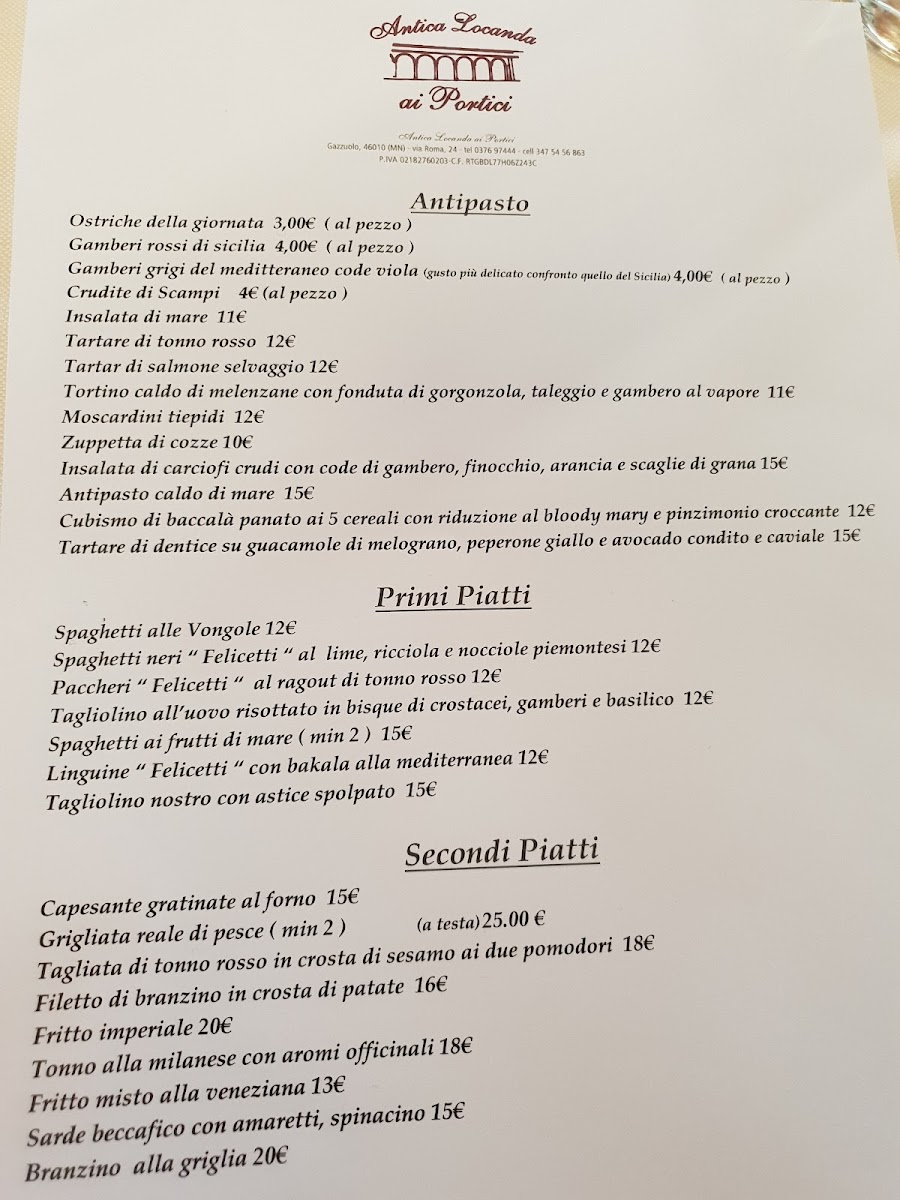 Menu Ristorante Antica Locanda Ai Portici-1