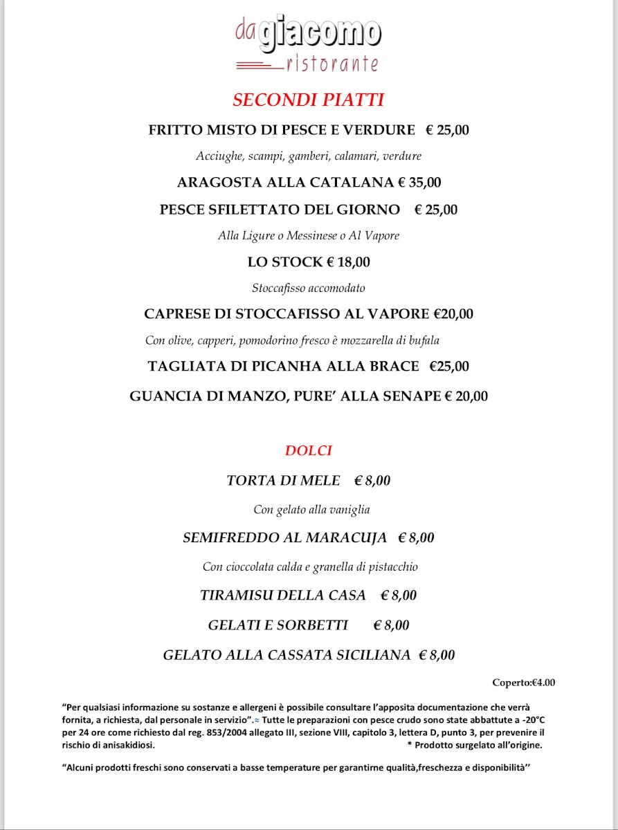 Menu Ristorante Da Giacomo Genova-5