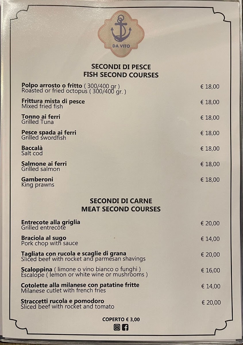 Menu Ristorante Da Vito-1