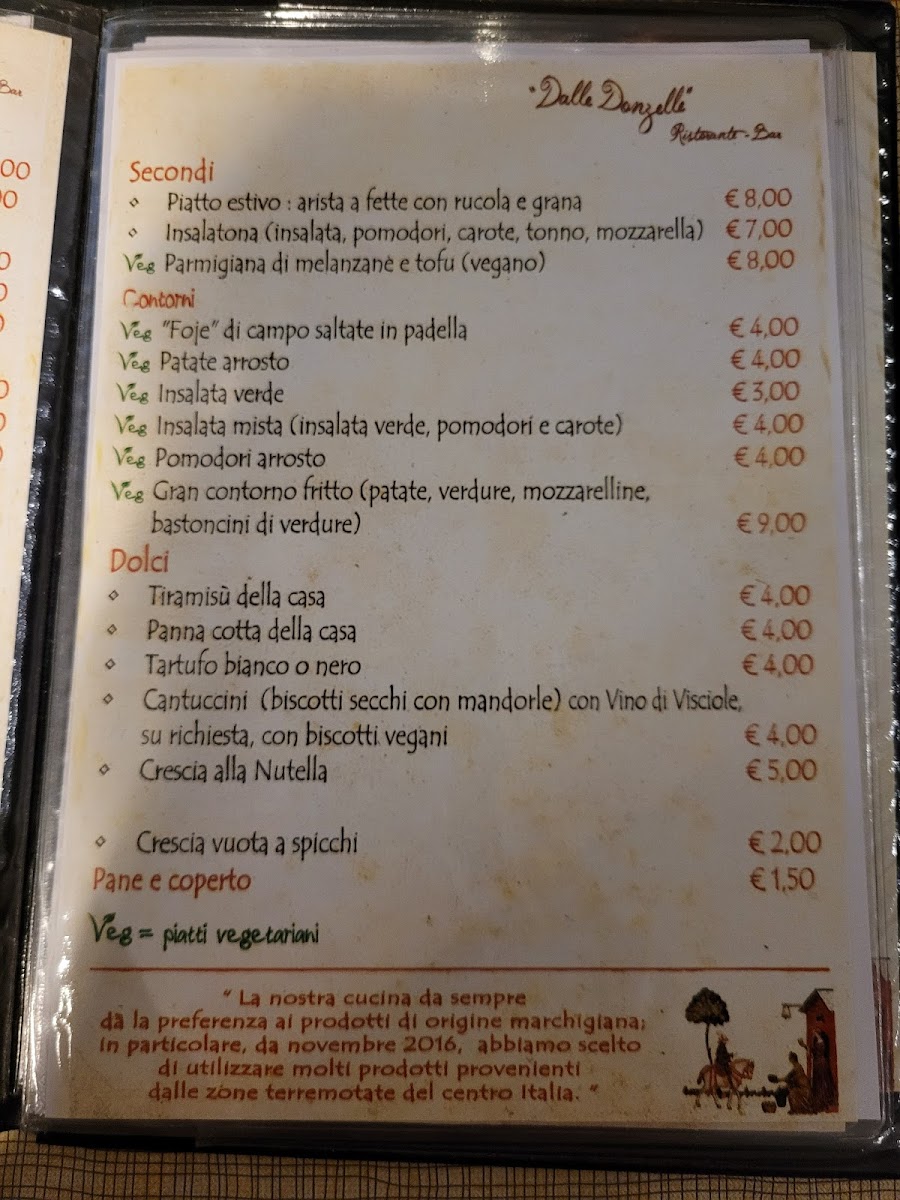 Menu Ristorante 'dalle Donzelle'-1