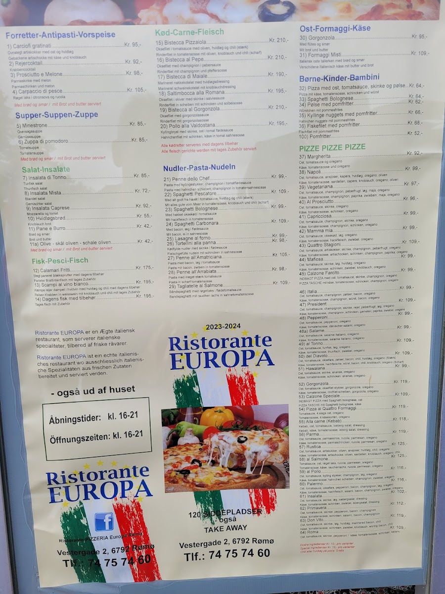 Menu Ristorante Europa Rømø-4