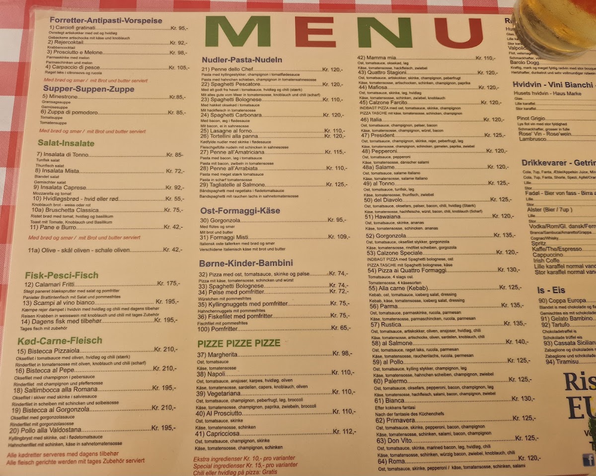 Menu Ristorante Europa Rømø-5
