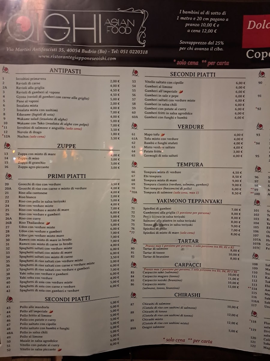 Menu Ristorante Giapponese Oishi-1