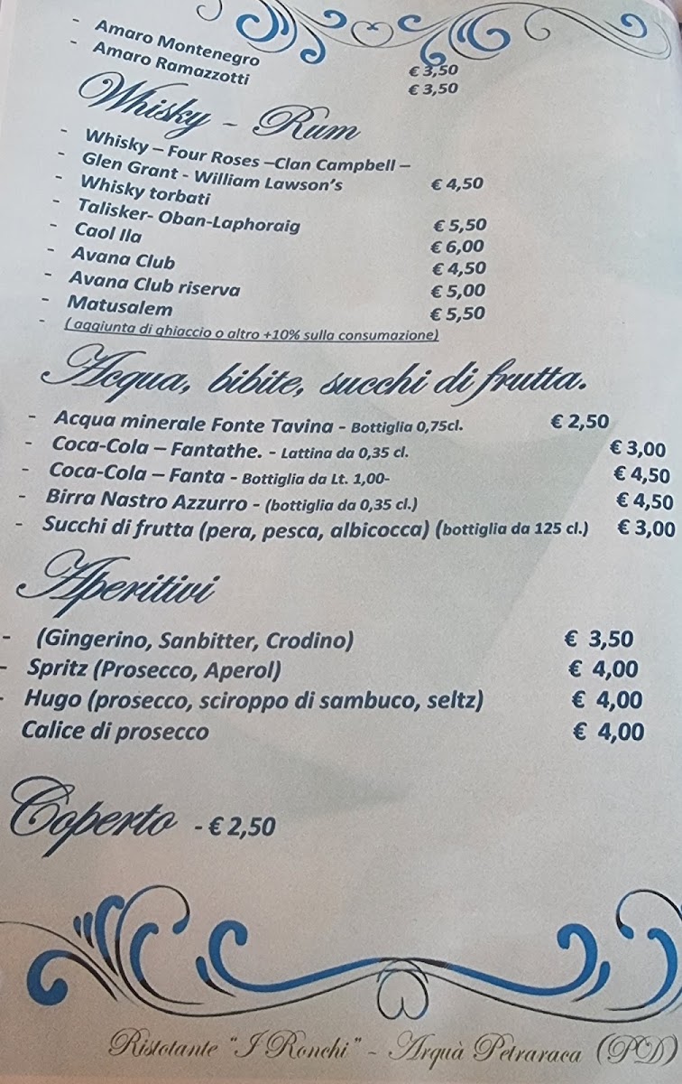 Menu Ristorante I Ronchi Cucina Tipica Padovana-1