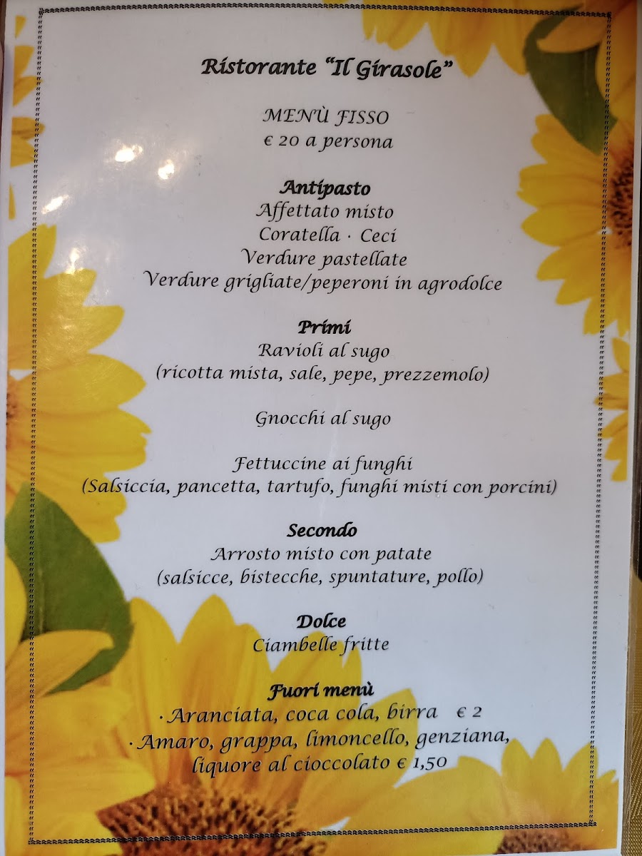 Menu Ristorante Il Girasole. Tagliacozzo - Poggio Filippo (Aq),--3
