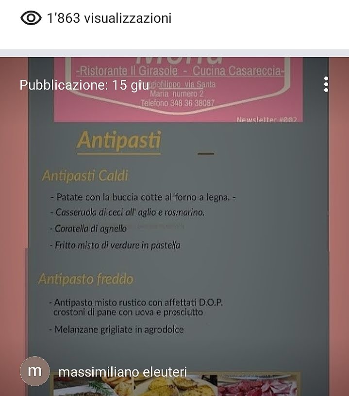 Menu Ristorante Il Girasole. Tagliacozzo - Poggio Filippo (Aq),--8