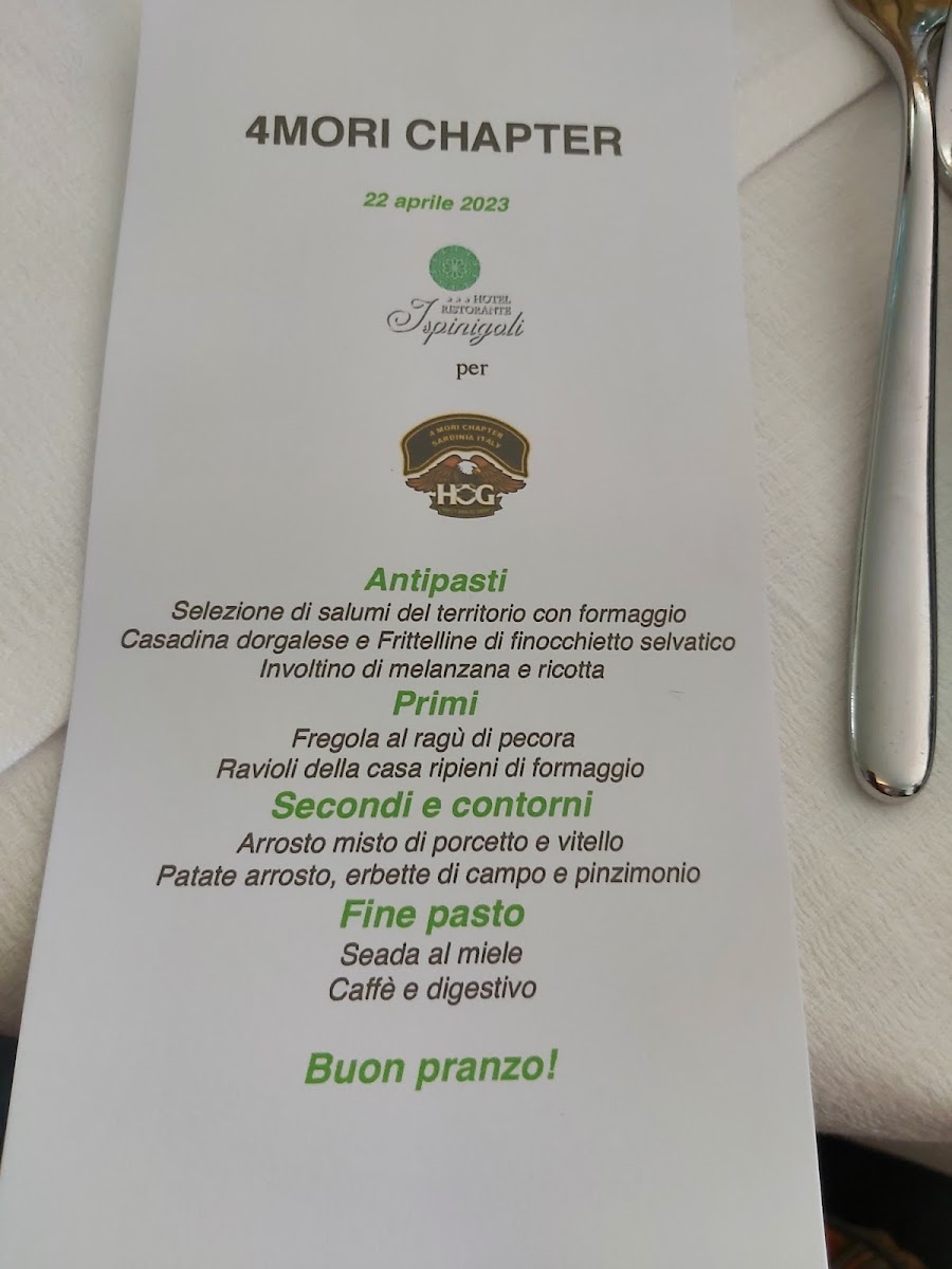 Menu Ristorante Ispinigoli Ss 125-2