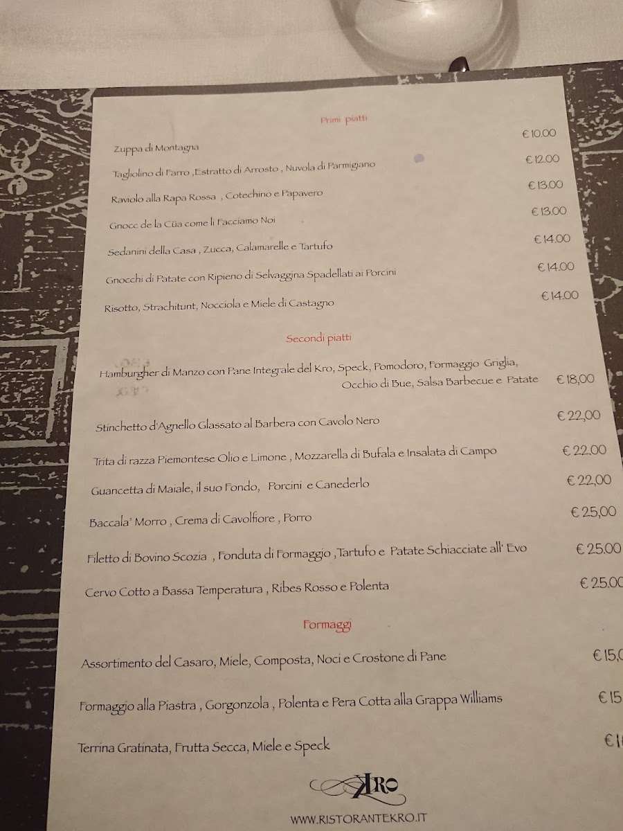 Menu Ristorante Kro-8
