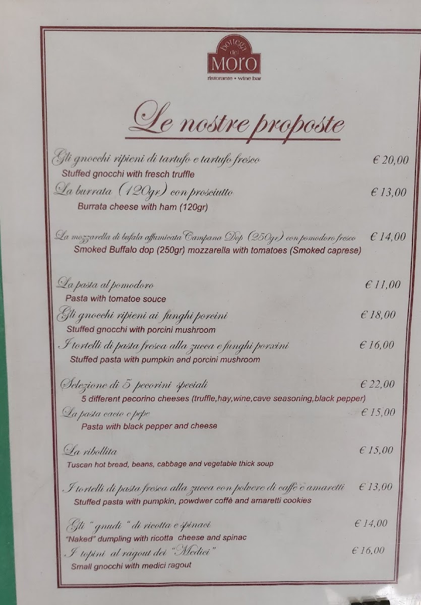 Menu Ristorante La Bottega Del Moro-1